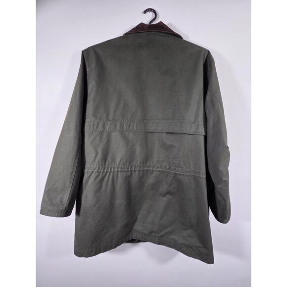LL Bean Jacket Green Barn Field Coat Corduroy Collar Flannel Lined Men's L T - Picture 8 of 10